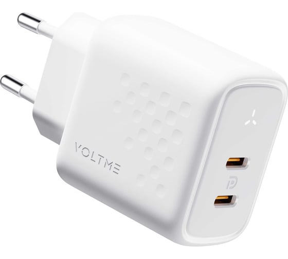 СЗУ VOLTME Revo 45CC Duo USB-C+USB-С, GaN, 45W, PD3.0, QC4.0+, белый V1205