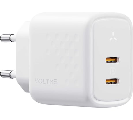 СЗУ VOLTME Revo 45CC Duo USB-C+USB-С, GaN, 45W, PD3.0, QC4.0+, белый V2112