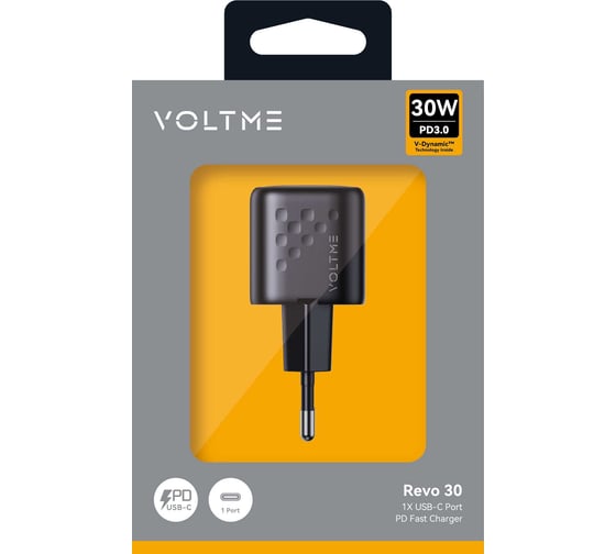 СЗУ VOLTME Revo 30C Mini USB-C, GaN, 30W, PD3.0, QC4.0+, черный V2008