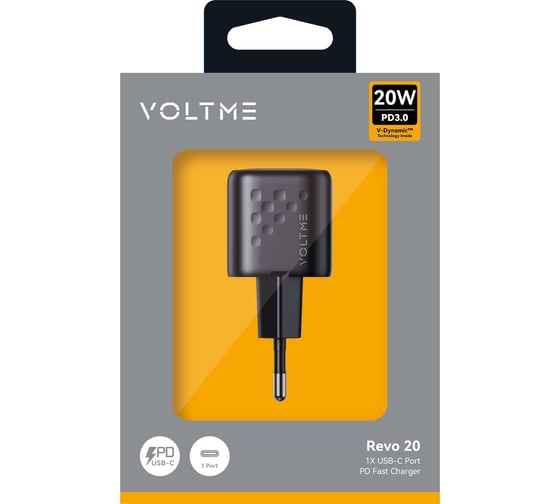 СЗУ VOLTME Revo 20C Mini USB-C, 20W, PD3.0, QC3.0, черный V2003
