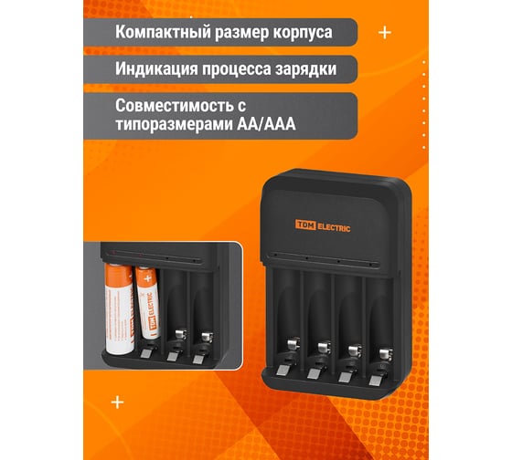Зарядное устройство TDM ELECTRIC 8042 (800 mA 4 слота АА/ААА 2 кан.), 220 В, TDM SQ1702-0109
