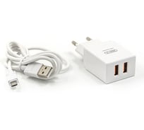 Сетевое зарядное устройство BYZ 2хUSB-А, 2.4А + кабель AM-microBM, 1 м, белый, 23750-U20EUMW