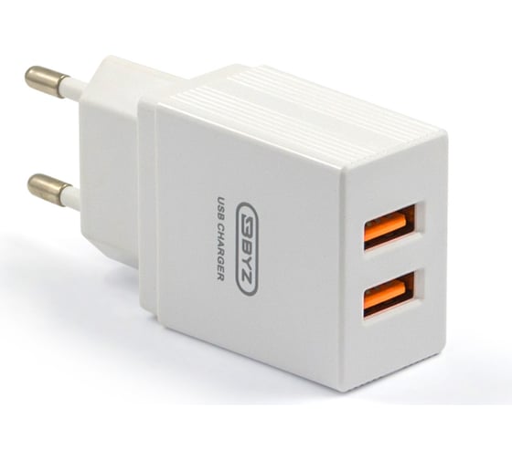 Сетевое зарядное устройство BYZ 2хUSB-А, 2.4А + кабель AM-microBM, 1 м, белый, 23750-U20EUMW