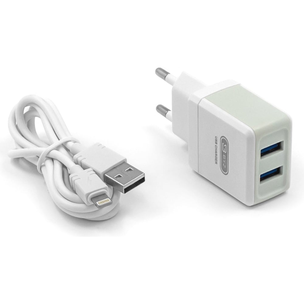 Лучший сетевое зарядное. Сетевое зу byz u20 eu, 2хusb-а, 2.4а + кабель (am-type-c), 1 м, белый.