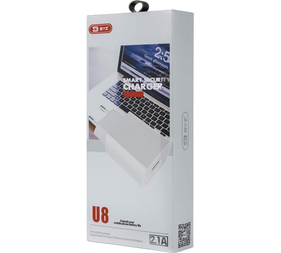 Сетевое зарядное устройство BYZ 1хUSB-А, 2.1А, белый, 23750-U8EUW