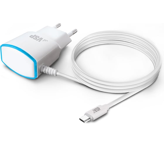 Сетевое зарядное устройство BoraSCO 1A, micro USB, белое 38682 1