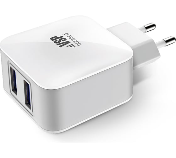 Сетевое зарядное устройство BoraSCO 2USB, 2,1A, белое 20647 1