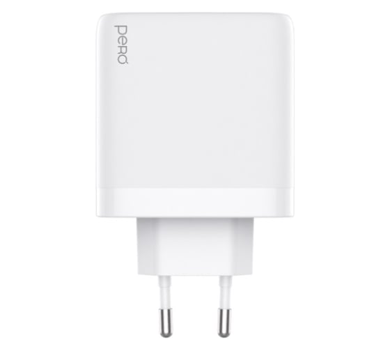 СЗУ PERO TC22 USB-A QC 3.0 + USB-C PD + USB-C PD, 65W белый ТС22W