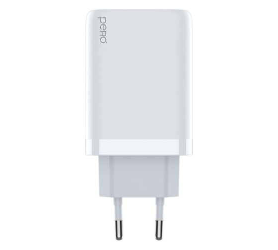 СЗУ PERO TC23 GAN, USB-A QC 3.0 + USB-C PD + USB-C PD, 65W белый ТС23W