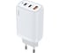СЗУ PERO TC23 GAN, USB-A QC 3.0 + USB-C PD + USB-C PD, 65W белый ТС23W 1