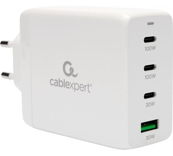 Зарядное устройство Cablexpert 100Вт GaN, QC5.0/PD, 3xType-C, 1xUSB, белый, коробка, MP3A-PC-66