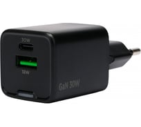 Зарядное устройство Cablexpert 30Вт GaN, 3А, QC4.0/PD, 1xUSB, 1xType-C, черный, пакет, MP3A-PC-64