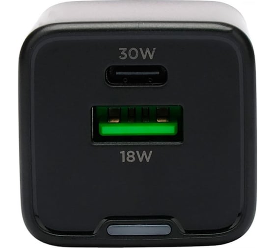 Зарядное устройство Cablexpert 30Вт GaN, 3А, QC4.0/PD, 1xUSB, 1xType-C, черный, пакет, MP3A-PC-64