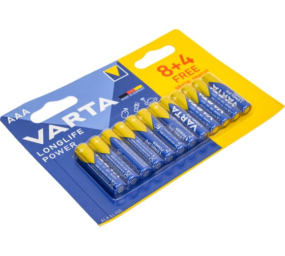 Батарейки Varta LONGLIFE POWER LR03/AAA BL8+4 бл. 12 4008496659203