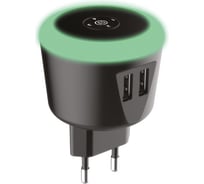 Сетевое зарядное устройство Exployd 2 USB 2.4A с подсветкой черный EX-Z-778