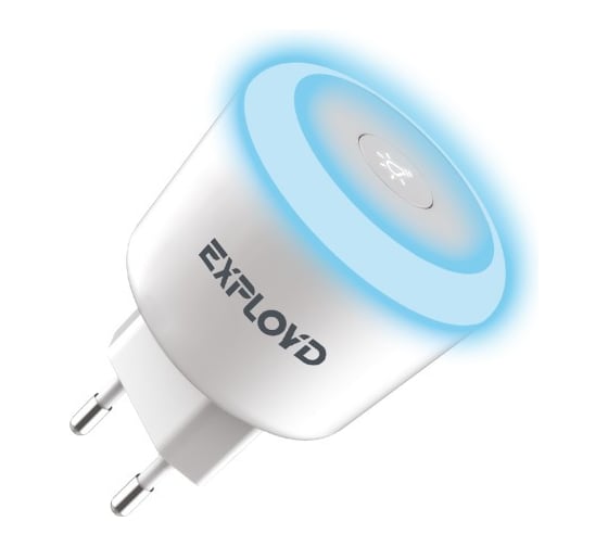 Сетевое зарядное устройство Exployd 2 USB белый подсветка EX-Z-777