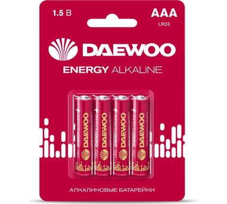 Батарейка Алкалиновый элемент питания DAEWOO AAA/LR03 1.5В Energy Alkaline BL-4 (уп.4шт) 5029903