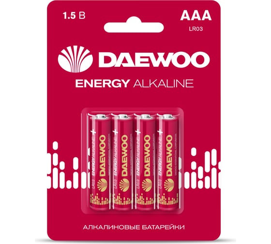 Батарейка Алкалиновый элемент питания DAEWOO AAA/LR03 1.5В Energy Alkaline BL-4 (уп.4шт) 5029903