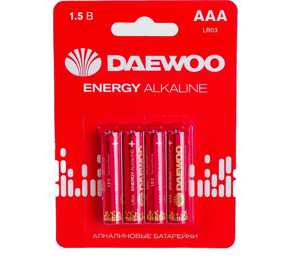Батарейка Алкалиновый элемент питания DAEWOO AAA/LR03 1.5В Energy Alkaline BL-4 (уп.4шт) 5029903