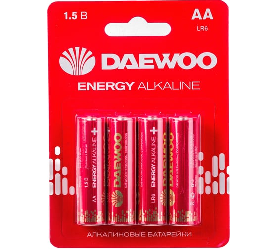 Батарейка Алкалиновый элемент питания DAEWOO AA/LR6 1.5В Energy Alkaline BL-4 (уп.4шт) 5029781