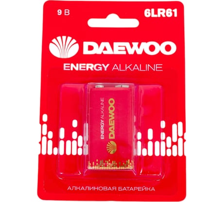 Батарейка Алкалиновый элемент питания DAEWOO "крона" 6LR61 9В Energy Alkaline BL-1 5029729