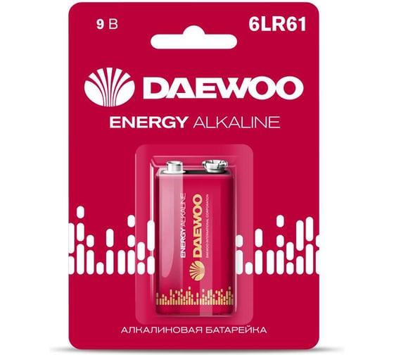 Батарейка Алкалиновый элемент питания DAEWOO "крона" 6LR61 9В Energy Alkaline BL-1 5029729