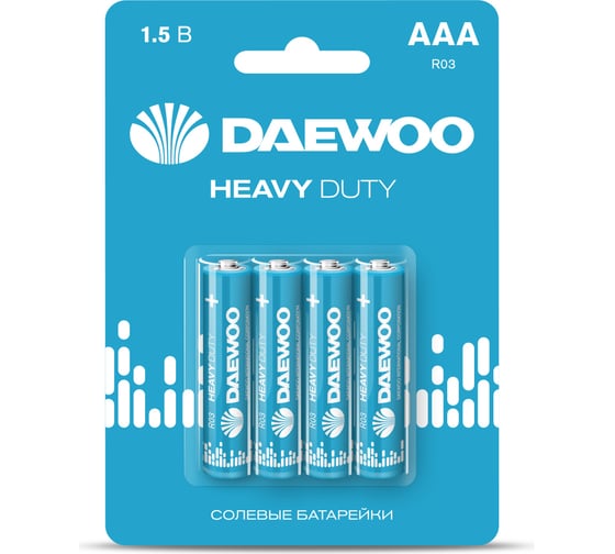 Батарейка Солевой элемент питания DAEWOO AAA/R03 1.5В Heavy Duty BL-4 (уп.4шт) 5029361