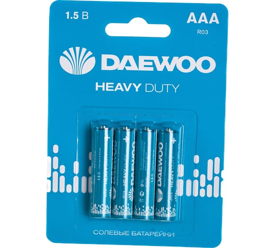 Батарейка Солевой элемент питания DAEWOO AAA/R03 1.5В Heavy Duty BL-4 (уп.4шт) 5029361