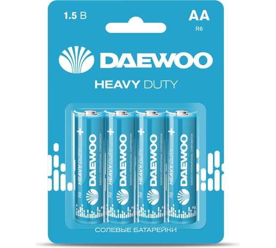 Батарейка Солевой элемент питания DAEWOO AA/R6 1.5В Heavy Duty BL-4 (уп.4шт) 5029309