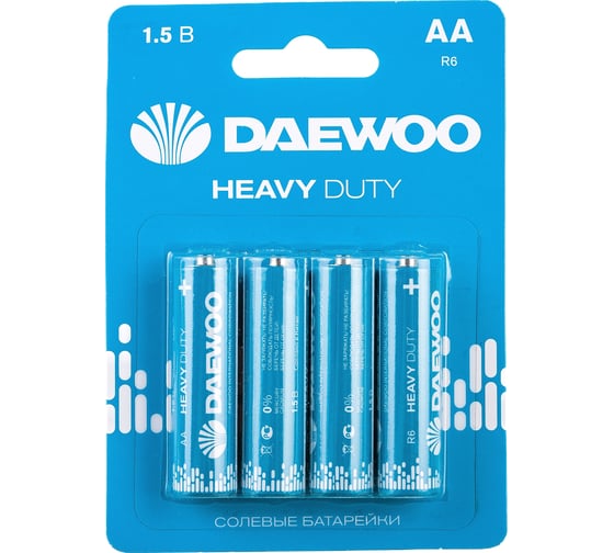 Батарейка Солевой элемент питания DAEWOO AA/R6 1.5В Heavy Duty BL-4 (уп.4шт) 5029309