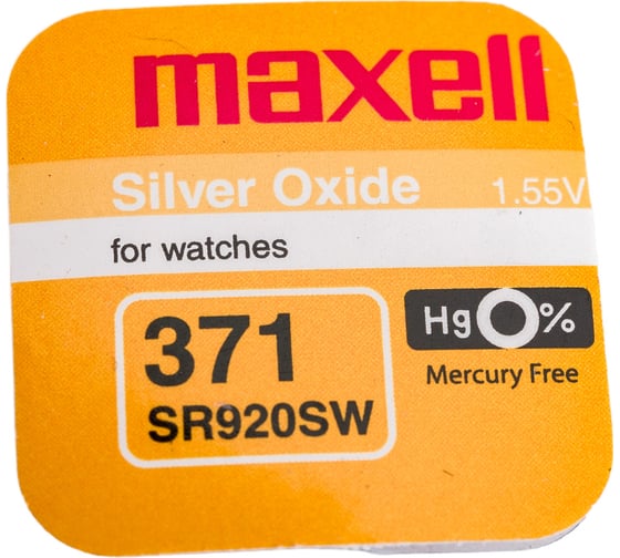 Серебряно-цинковая батарейка Maxell SR- 920SW 371 1PC 0% Hg 18290100