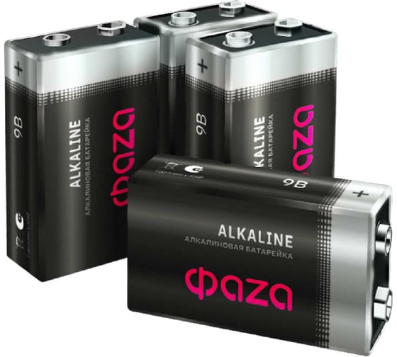Элемент питания ФАZА алкалиновый 6LR61 Крона 9V Alkaline Pack-4 (пленка 4шт) 5030602 1