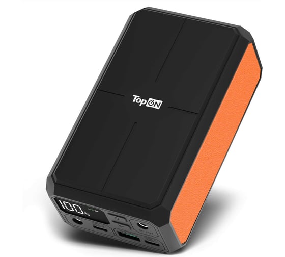 Внешний аккумулятор TopON 30000mAh (111Wh) Type-C1 PD 100W, Type-C2 PPS 27W, USB 22.5W, DC 12V-24V 84W, Qi 10W Черный TOP-MAX3