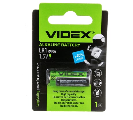 Алкалиновый элемент питания VIDEX LR1/N 1шт. в блистер VID-LR1