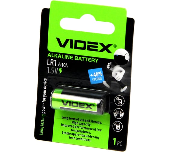 Алкалиновый элемент питания VIDEX LR1/N 1шт. в блистер VID-LR1