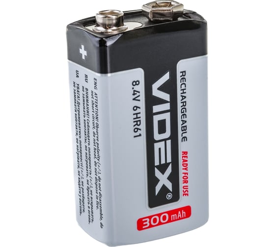 Аккумулятор крона Videx 6HR61 300mAh 1BL LSD (перезаряженный, низкий саморазряд) VID-6HR61-300