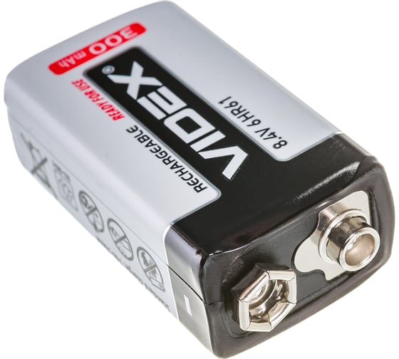 Аккумулятор крона Videx 6HR61 300mAh 1BL LSD (перезаряженный, низкий саморазряд) VID-6HR61-300