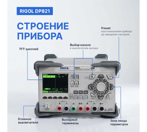 Источник питания Rigol постоянного тока, лабораторный, программируемый, двухканальный DP821