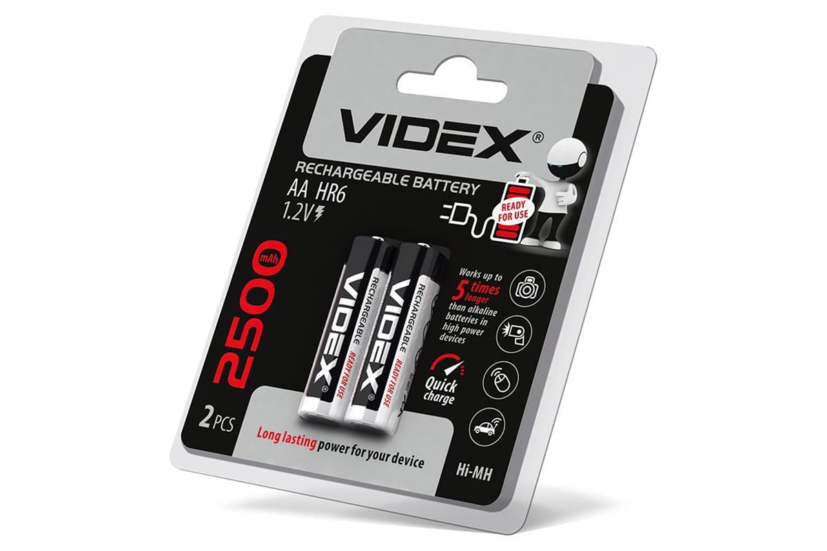 Аккумулятор Videx HR6/AA 2500mAh 2BL LSD, низкий саморазряд VID-HR6 ...