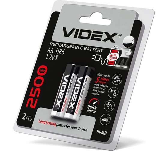 Аккумулятор Videx HR6/AA 2500mAh 2BL LSD, низкий саморазряд VID-HR6-2500LSD