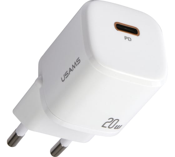 Сетевое зарядное устройство USAMS PD20, GaN, mini, белый (CC124TC02) УТ000024031