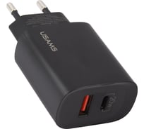 Сетевое зарядное устройство USAMS USB QC3.0+PD3.0 20W Fast Charger, черный (CC121TC02) УТ000024257