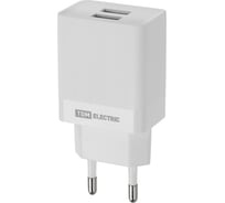 Сетевое зарядное устройство TDM ELECTRIC СЗУ 7, Quick Charge 3.0, 3 А, 2 USB, белый, TDM SQ1810-0005