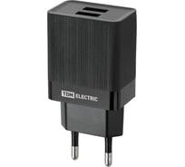 Сетевое зарядное устройство TDM ELECTRIC СЗУ 8, Quick Charge 3.0, 3 А, 2 USB, черный, TDM SQ1810-0006