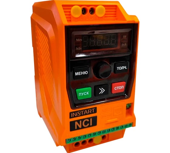 Преобразователь частоты INSTART NCI-G0.4-2B|0,4кВт, 2,3А|вход 1~198-253В, 50/60Гц, выход 3~230 (220)В, асинхронный/синхронный электродвигатель, встроенная панель (сьемная-опция), IP20, Modbus RTU, 00111700 1