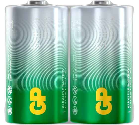 Батарейка GP алкалиновая щелочная Super Alkaline 14C типоразмера C - 2 шт. в пленке. 14AA21RA-2CRS2 38360160