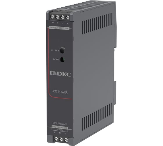 Источник питания DKC ECO POWER однофазный, 75 Вт, 24 В 1 шт DPSL075W24V