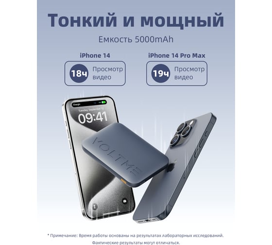 Внешний АКБ VOLTME MagPak 5K MFI 20W MagSafe темно-серый металлик B3007