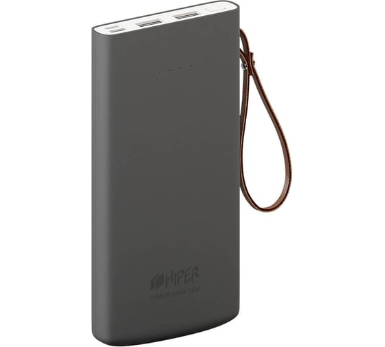 Внешний аккумулятор HIPER Li-Pol 10000 mAh Soft-touch 2.4A+1.5A 2xUSB 1xType-C серый TRAVEL10K GRAY
