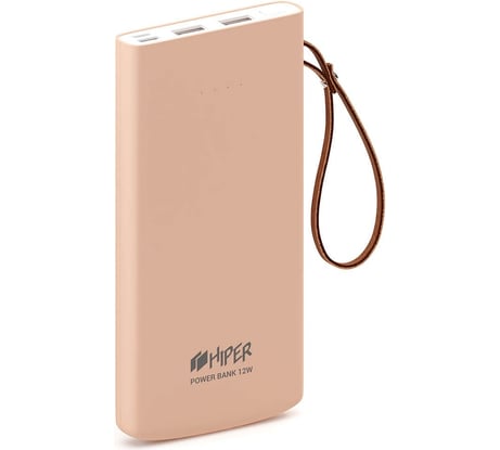 Внешний аккумулятор HIPER Li-Pol 10000 mAh Soft-touch 2xUSB 1xType-C персиковый TRAVEL10K PEACH